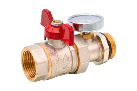 Robineti de trecere pentru apa - Robinet trecere cu olandez si termometru Ermetiq ER-RHT11 1" MF, PN40