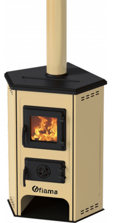 Șemineu cu plită din fontă Fiama SD CORNER 6 kW, culoare crem [2]