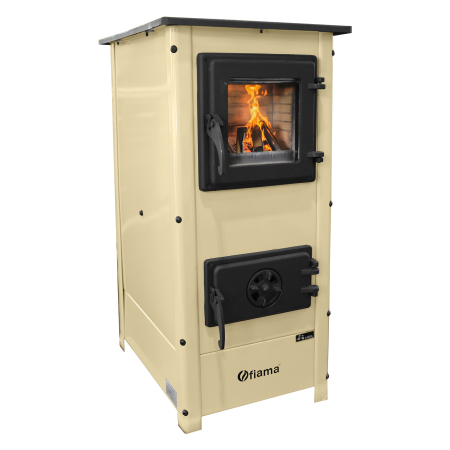 Cazane pe combustibil solid - Șemineu cu plită din fontă Fiama SD HERA 6 kW, culoare crem