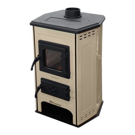 Cazane pe combustibil solid - Șemineu cu plită din fontă Fiama SD HIT 6 kW, culoare crem