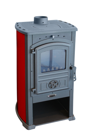 Șemineu (Sobă) pe lemne Fornello Modena Red 7–9 kW, plită și grătar din fontă [4]