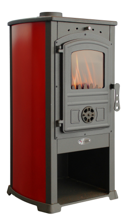 Seminee - Șemineu (Sobă) pe lemne Fornello Modena Red 7–9 kW, plită și grătar din fontă