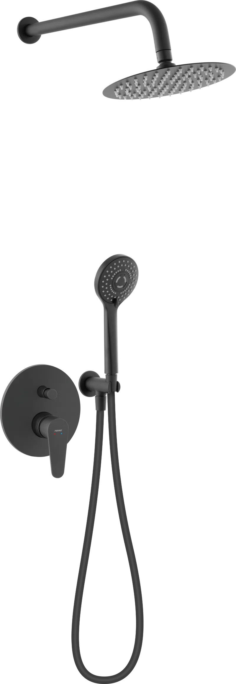 Baterii - Set 5 in 1 Algeo Black baterie ingropata dus cu cap dus fix metalic, para dus mobila si furtun