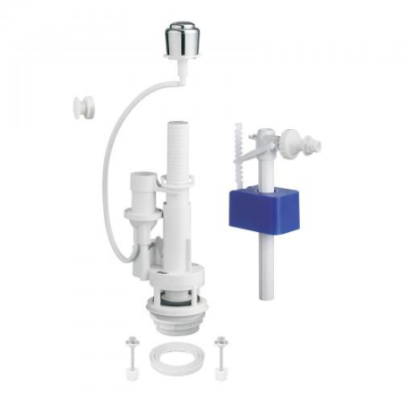 Sifoane si rigole - Set mecanism WC pneumatic Ermetiq CR-1402A cu buton, descarcare unica si flotor lateral 3/8"