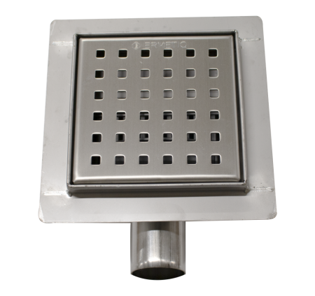 Sifoane si rigole - Sifon de pardoseala Ermetiq POINTS din inox, iesire laterala Ø40/50 mm, 120 x 120 mm, VEN-S5012D
