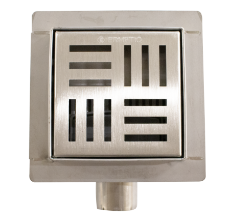 Sifoane si rigole - Sifon de pardoseala Ermetiq STRIPES din inox, iesire laterala Ø40/50 mm, 120 x 120 mm, VEN-S5012A