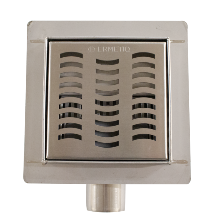 Sifoane si rigole - Sifon de pardoseala Ermetiq WAVES din inox, iesire laterala Ø40/50 mm, 120 x 120 mm, VEN-S5012E
