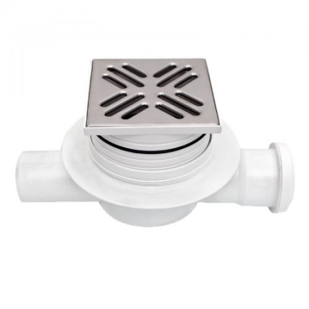 Sifoane si rigole - Sifon gravitational pentru pardoseala Ermetiq CR-V134066 cu inaltator si gratar inox 100x100 mm, 1 intrare / 1 iesire Ø50 mm