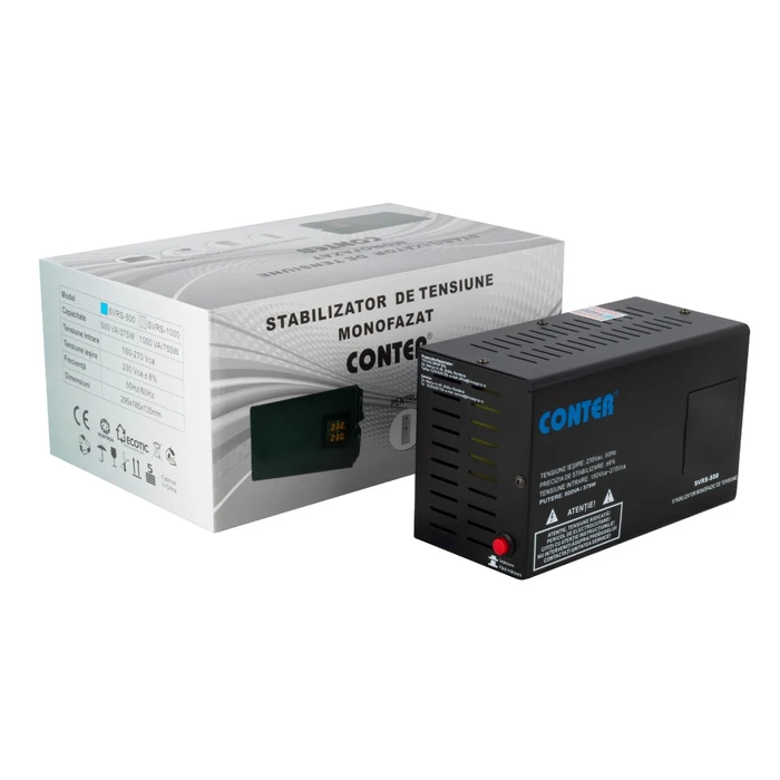Electrice - Stabilizator automat de tensiune SVR-S 500 VA / 375 W, cu releu, protectie echipamente electrice, 230V