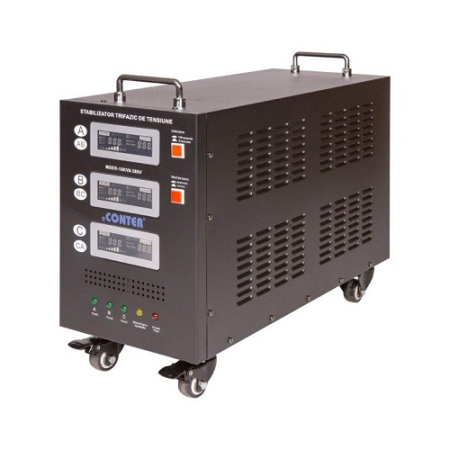 Stabilizatoare tensiune - Stabilizator trifazic de tensiune Conter MSER-10KVA V2, 10 kVA / 8 kW, cu servomotor, 400V