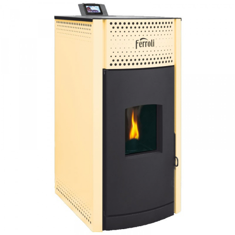 Cazane si termoseminee pe peleti - Termosemineu pe peleti Ferroli Salerno Pellet 24 kW, panou digital cu touchscreen - LSSMP30T