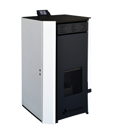 Termosemineu pe peleti Fornello EVA 30 kW, Wi-Fi, pompa, vas expansiune, tiraj fortat, alb [1]