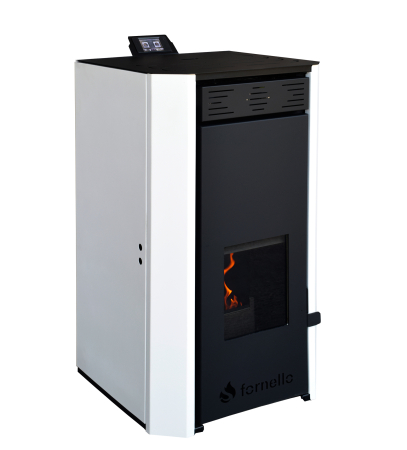 Termosemineu pe peleti Fornello EVA 30 kW, Wi-Fi, pompa, vas expansiune, tiraj fortat, alb [0]