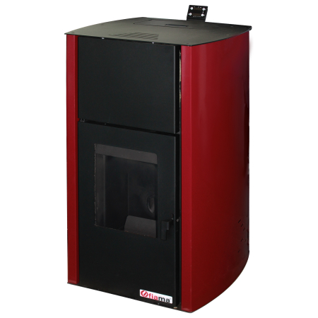 Termoșemineu pe peleți Fornello Fiama Confort Bordeaux 25 kW cu pompă, vas de expansiune și automatizare [3]