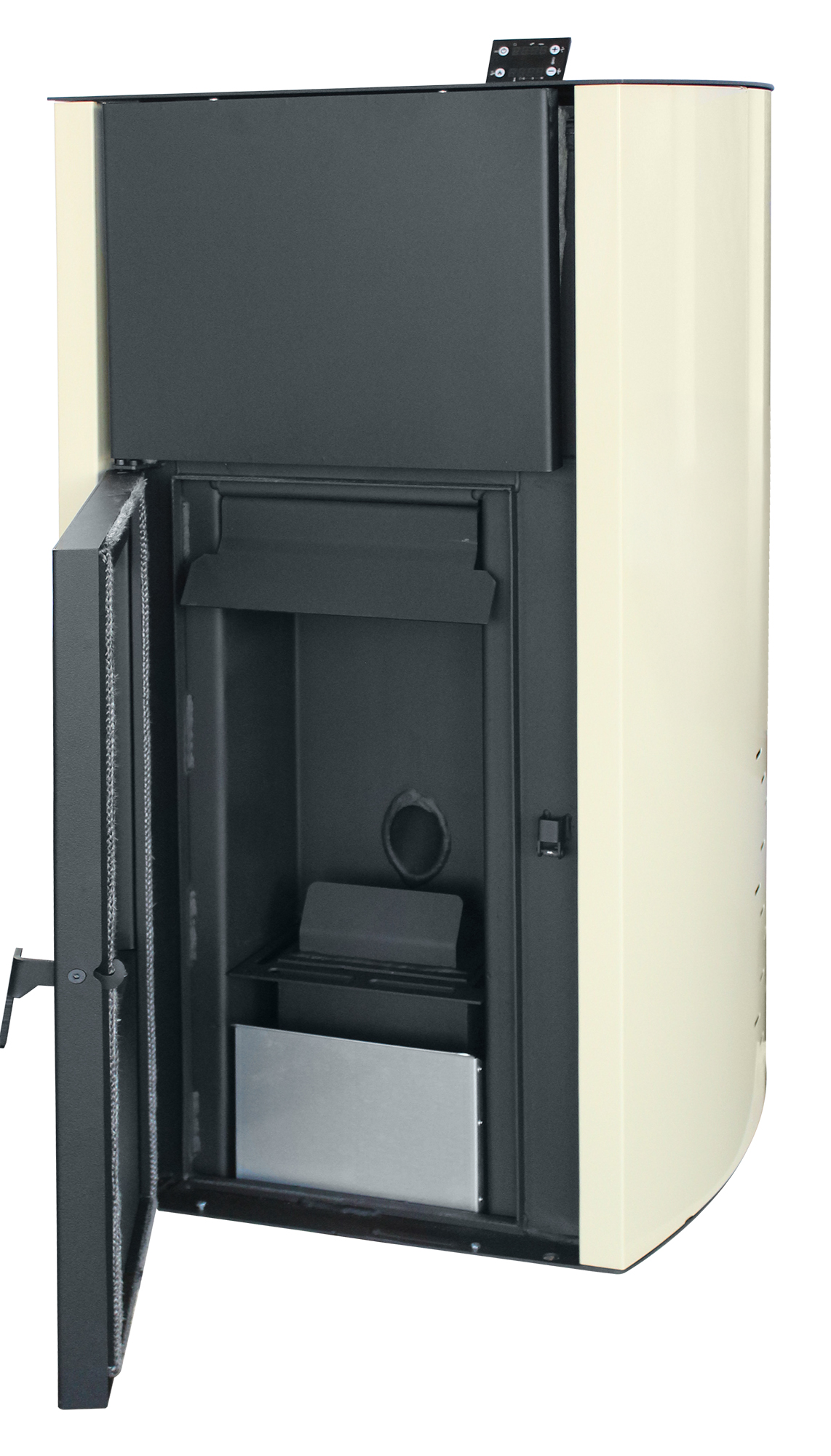 Termoșemineu pe peleți Fornello Fiama Confort Crem 25 kW cu pompă, vas de expansiune și automatizare [4]