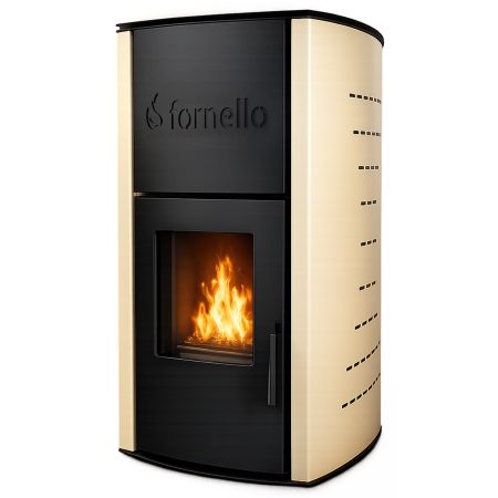 Cazane pe combustibil solid - Termoșemineu pe peleți Fornello Royal 18 kW, complet echipat, Ivory