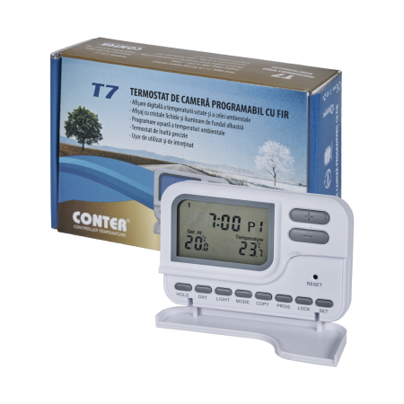 Termostat electronic digital cu fir CONTER T7, programabil, pentru centrala termica si sisteme de incalzire [2]
