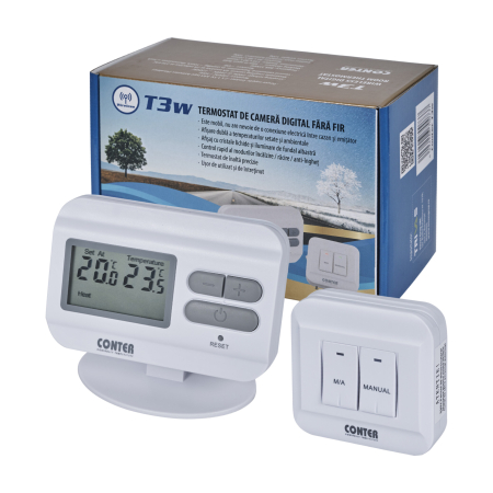 Termostat electronic digital fara fir CONTER T3W, wireless, pentru centrala termica [2]