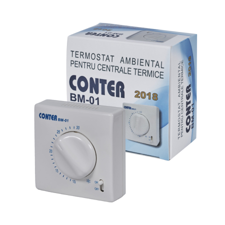 Termostat mecanic ambiental CONTER BM-01, cu fir, montaj pe perete, 10-30°C [1]