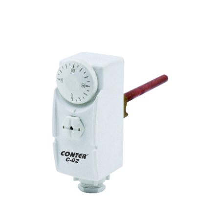 Termostate de contact si imersie - Termostat mecanic de imersie cu teaca CONTER C-02, pentru instalatii termice