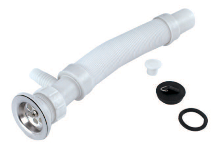 Sifoane si rigole - Ventil cu dop si sifon flexibil Ermetiq cu iesire pentru masina de spalat 1 1/2" (Ø40 mm), EVP-SFT112