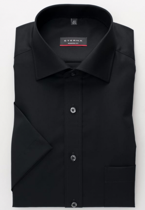 Camasa neagra, confort fit, pentru barbati, 100% bumbac, maneca scurta, model 1100/39 C187 1/2 Eterna [2]