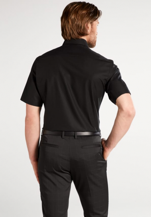 Camasa neagra, confort fit, pentru barbati, 100% bumbac, maneca scurta, model 1100/39 C187 1/2 Eterna [4]
