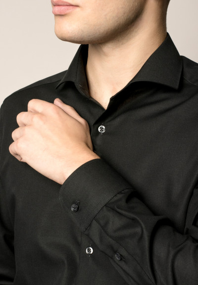 Camasa neagra, slim fit, pentru barbati, 100% bumbac, maneca lunga, model 1100/39 F182 Eterna [2]