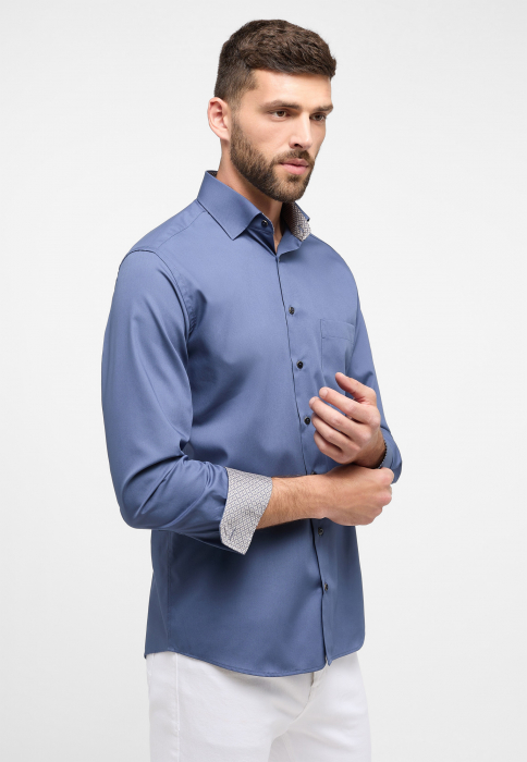 Camasa albastra, modern fit, pentru barbati, 100% bumbac, maneca lunga, model 1300 15 X149 Eterna