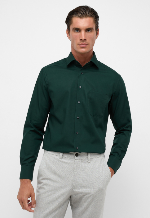 Camasa verde inchis, modern fit, pentru barbati, 100% bumbac, maneca lunga, model 1303 48 X15K Eterna