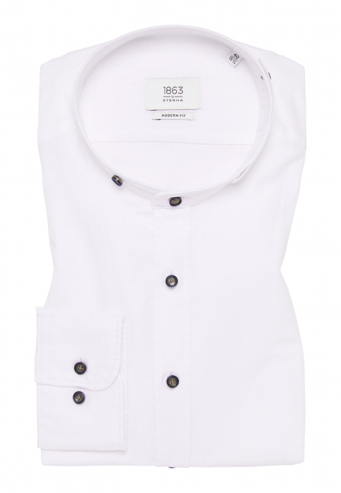 Camasa in alb, guler stei, modern fit, pentru barbati, 59% bumbac 41% in, maneca lunga, model 2355/00 XS7S Eterna [7]