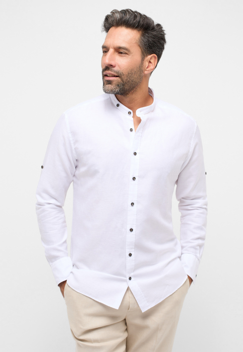 Camasa in alb, guler stei, modern fit, pentru barbati, 59% bumbac 41% in, maneca lunga, model 2355/00 XS7S Eterna [2]