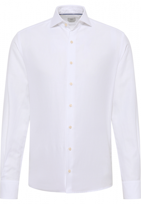 Camasa in alba, modern fit, pentru barbati, 59% bumbac 41% in, maneca lunga, model  2355/00 XS82 Eterna [5]