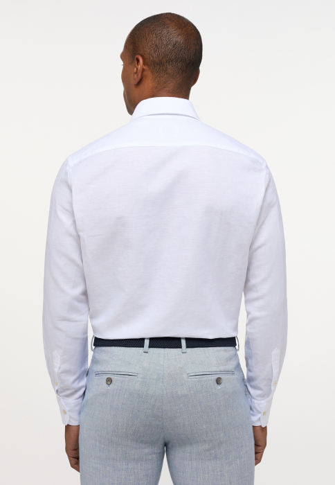 Camasa in alba, modern fit, pentru barbati, 59% bumbac 41% in, maneca lunga, model  2355/00 XS82 Eterna [2]