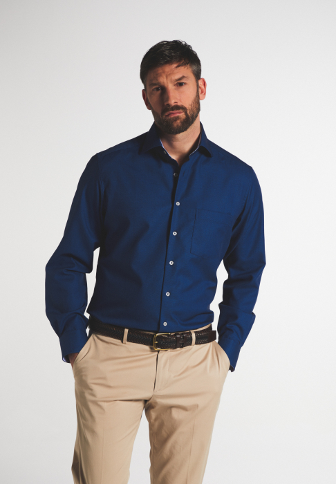 Camasa albastra, modern fit, pentru barbati, 100% bumbac, maneca lunga, model 3270 18 X15K Eterna