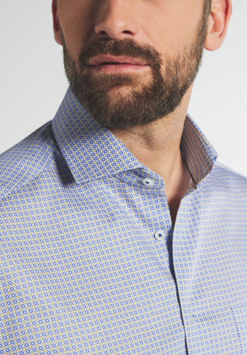 Camasa albastra, modern fit, pentru barbati, 100% bumbac, maneca lunga, model  3424/71 X18V Eterna [2]