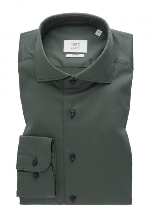 Camasa verde, slim fit, pentru barbati, 100% bumbac, maneca lunga, model 3830 48 FS82 Eterna 40