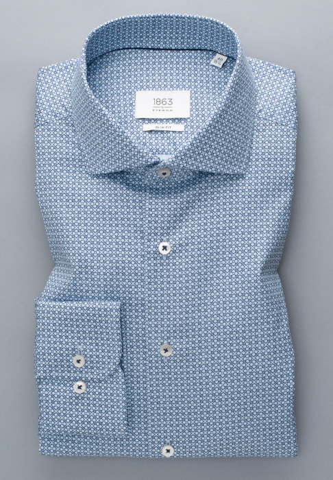 Camasa blue, slim fit, pentru barbati, 100% bumbac, maneca lunga, model 3968/18 F682 Eterna 40 [6]