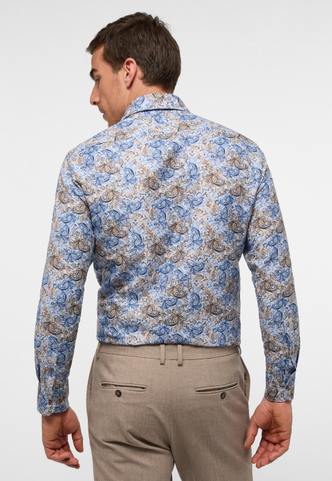 Camasa imprimeu blue, modern fit, pentru barbati, 59% bumbac 41% in, maneca lunga, model  4127/14 XS82 Eterna [2]