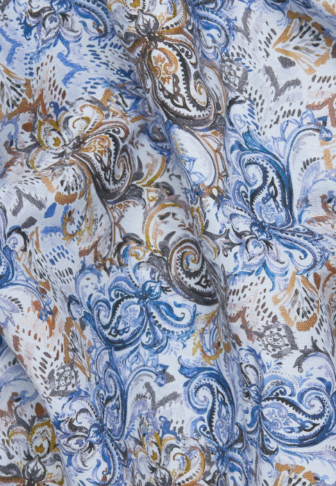 Camasa imprimeu blue, modern fit, pentru barbati, 59% bumbac 41% in, maneca lunga, model  4127/14 XS82 Eterna [4]