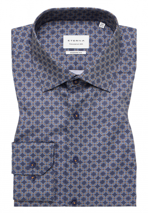 Camasa bleumarine, modern fit, pentru barbati, 100% bumbac, maneca lunga, model  4396/17 X18K Eterna [6]