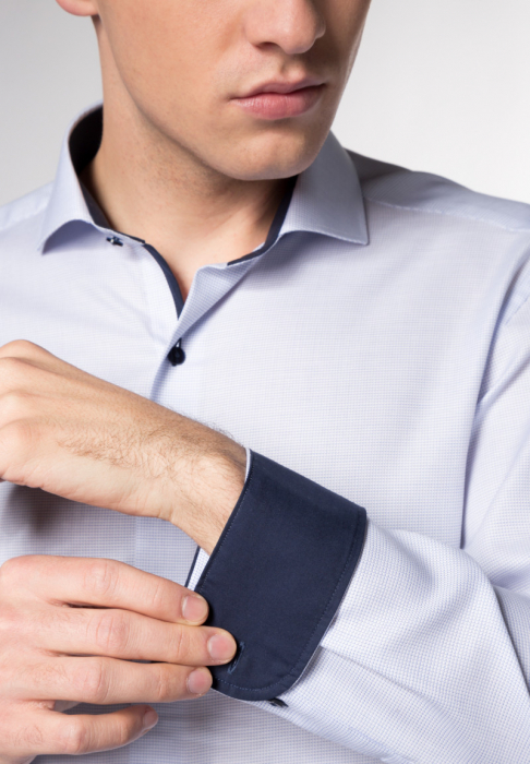 Camasa carouri fine, slim fit, pentru barbati, 100% bumbac, maneca lunga, model 4671/11 F142 Eterna [2]