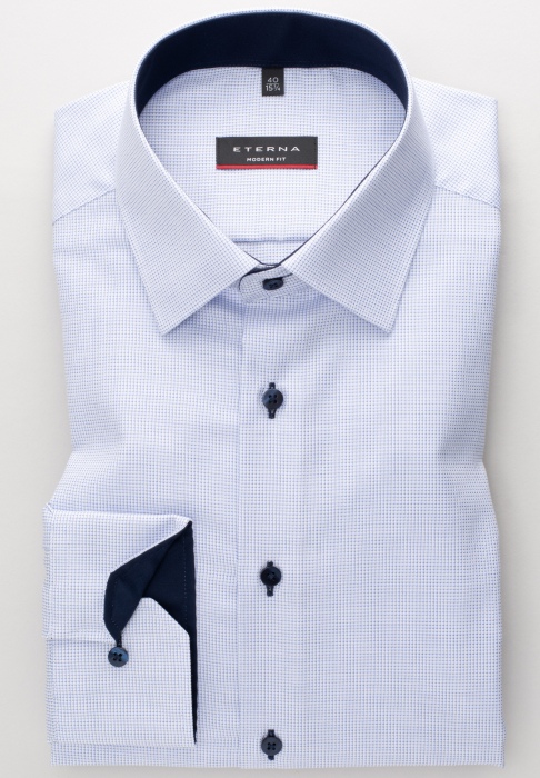 Camasa carouri fine, modern fit, pentru barbati, 100% bumbac, maneca lunga, model 4671/11 X14P Eterna 43 [4]