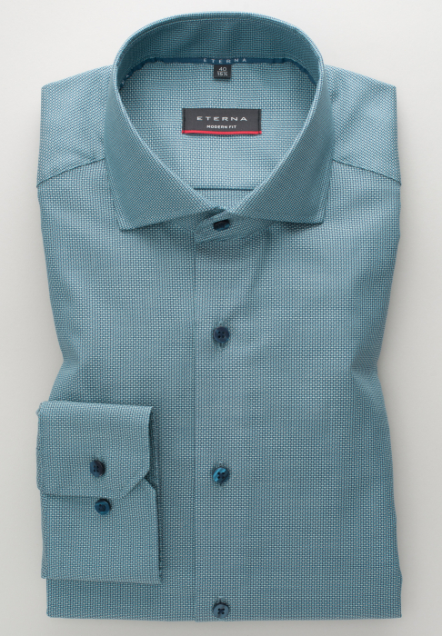 Camasa turquaz, modern fit, pentru barbati, 100% bumbac, maneca lunga, model 8117/67 X17V Eterna [6]