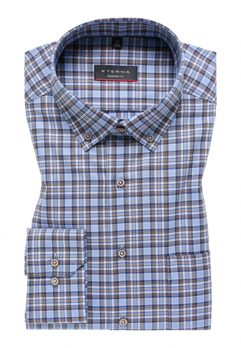 Camasa albastra, modern fit, pentru barbati, 100% bumbac, maneca lunga, model 8152/12 X18U Eterna [6]