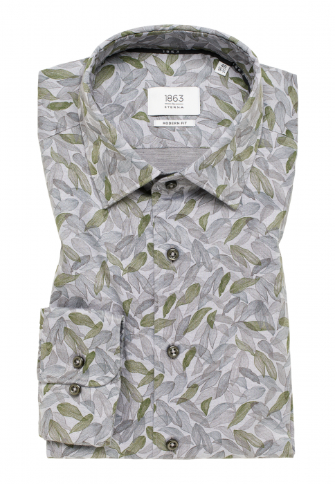 Camasa imprimeu verde, modern fit, pentru barbati, 100% bumbac, maneca lunga, model  8160/47 XS8P Eterna [6]
