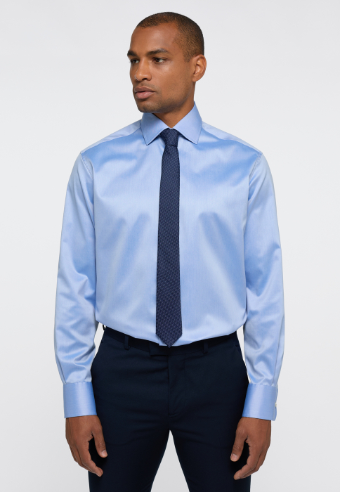 Camasa albastra, modern fit, pentru barbati, 100% bumbac, maneca lunga, model 8217 13 X687 Eterna