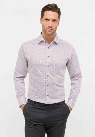 Modern Fit - Camasa maro imprimata, modern fit, pentru barbati, 100% bumbac, maneca lunga, model 1054/26 X19K Eterna
