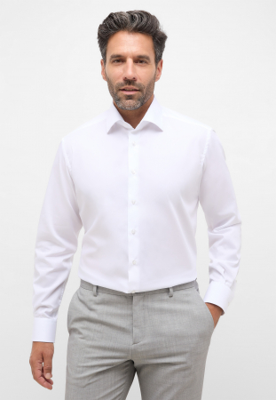 Comfort Fit - Camasa alba, confort fit, pentru barbati, 100% bumbac, maneca lunga, model 1100/00 E17K Eterna
