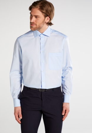 Confort Fit - Camasa bleu, confort fit, pentru barbati, 100% bumbac, maneca lunga, model 1100/10 E187 Eterna